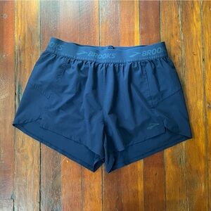 Brooks Chaser running shorts, navy blue, size medium